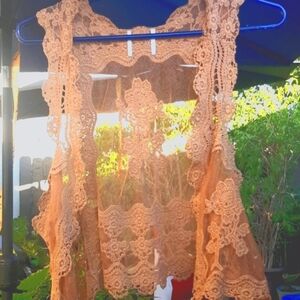 Lace and crochet gold vest vintage